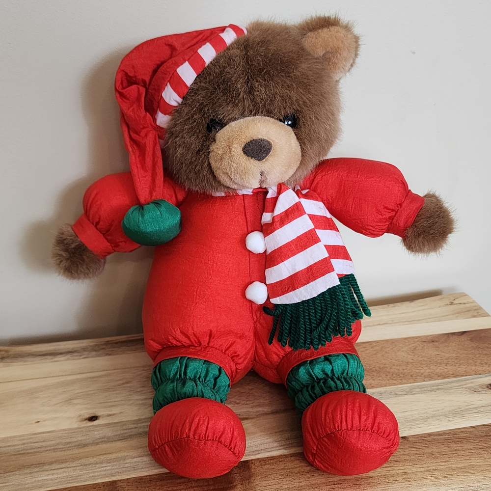 JS International Christmas Santa Teddy Bear Plush Toy